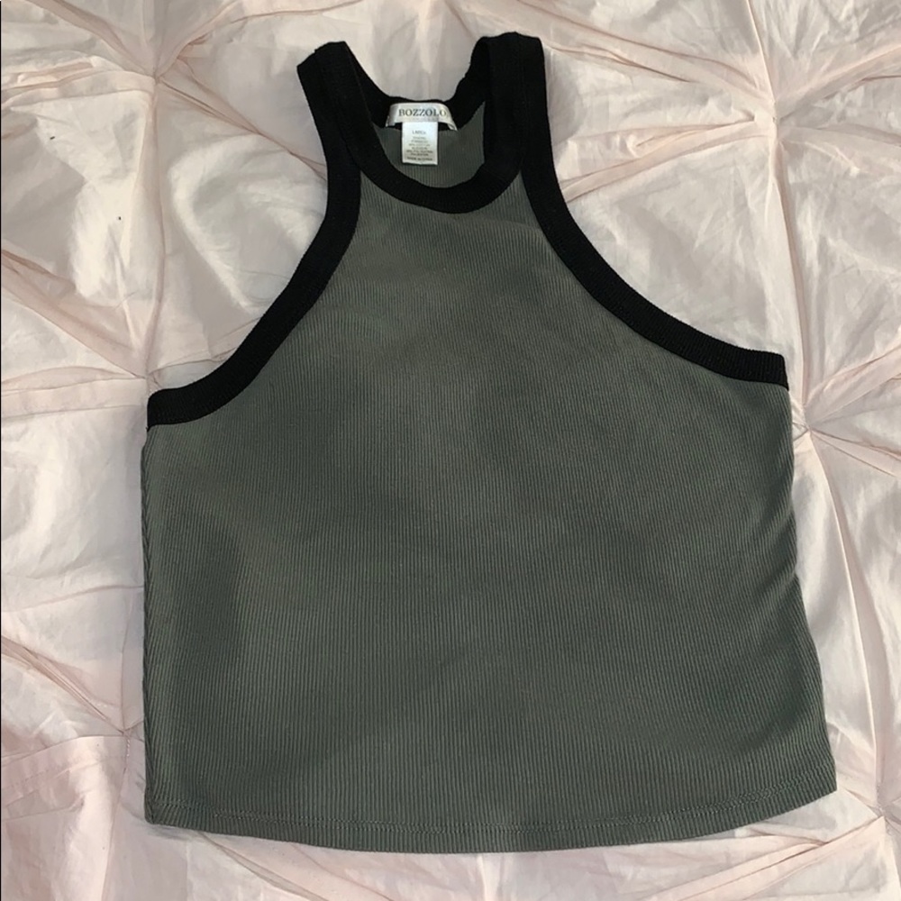 Olive green and black crop top